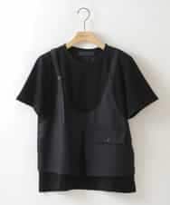 ZMKHW37120 al'aise modulation(アレーズモジュレーション) レイヤードデザインTシャツ ブラック