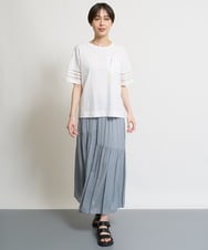 ZMKHW45079 al'aise modulation(アレーズモジュレーション) メッシュスリーブポケット付カットソー ホワイト