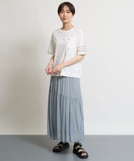 ZMKHW45079 al'aise modulation(アレーズモジュレーション) メッシュスリーブポケット付カットソー ホワイト