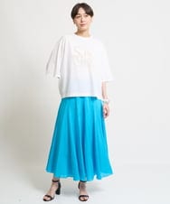 ZMKHW46089 al'aise modulation(アレーズモジュレーション) 袖スリットロゴ5分丈Tシャツ ホワイト