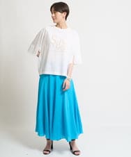 ZMKHW46089 al'aise modulation(アレーズモジュレーション) 袖スリットロゴ5分丈Tシャツ ホワイト
