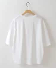 ZMKHW46089 al'aise modulation(アレーズモジュレーション) 袖スリットロゴ5分丈Tシャツ ホワイト