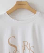 ZMKHW46089 al'aise modulation(アレーズモジュレーション) 袖スリットロゴ5分丈Tシャツ ホワイト
