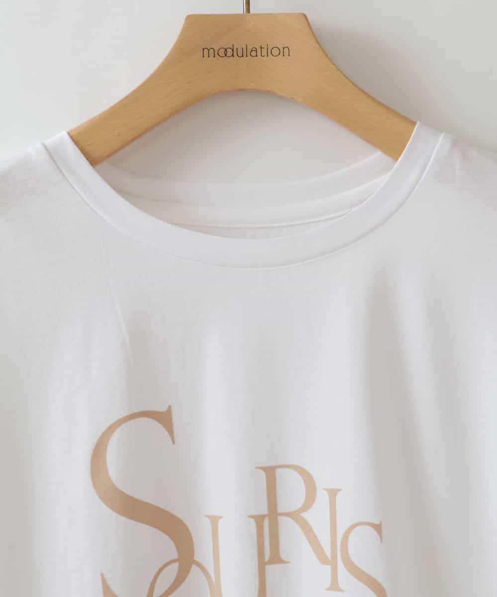 ZMKHW46089 al'aise modulation(アレーズモジュレーション) 袖スリットロゴ5分丈Tシャツ ホワイト