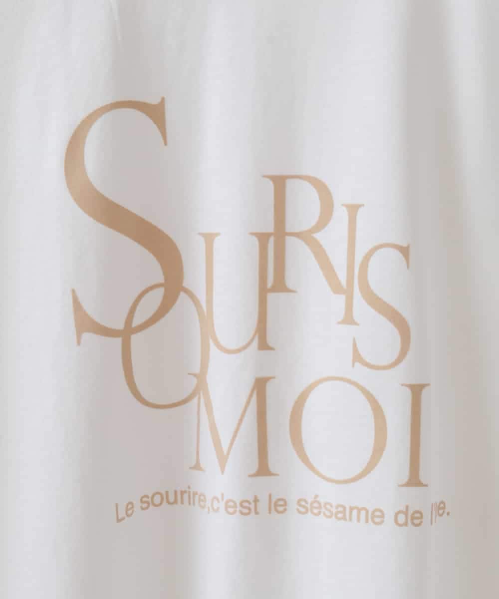 ZMKHW46089 al'aise modulation(アレーズモジュレーション) 袖スリットロゴ5分丈Tシャツ ホワイト