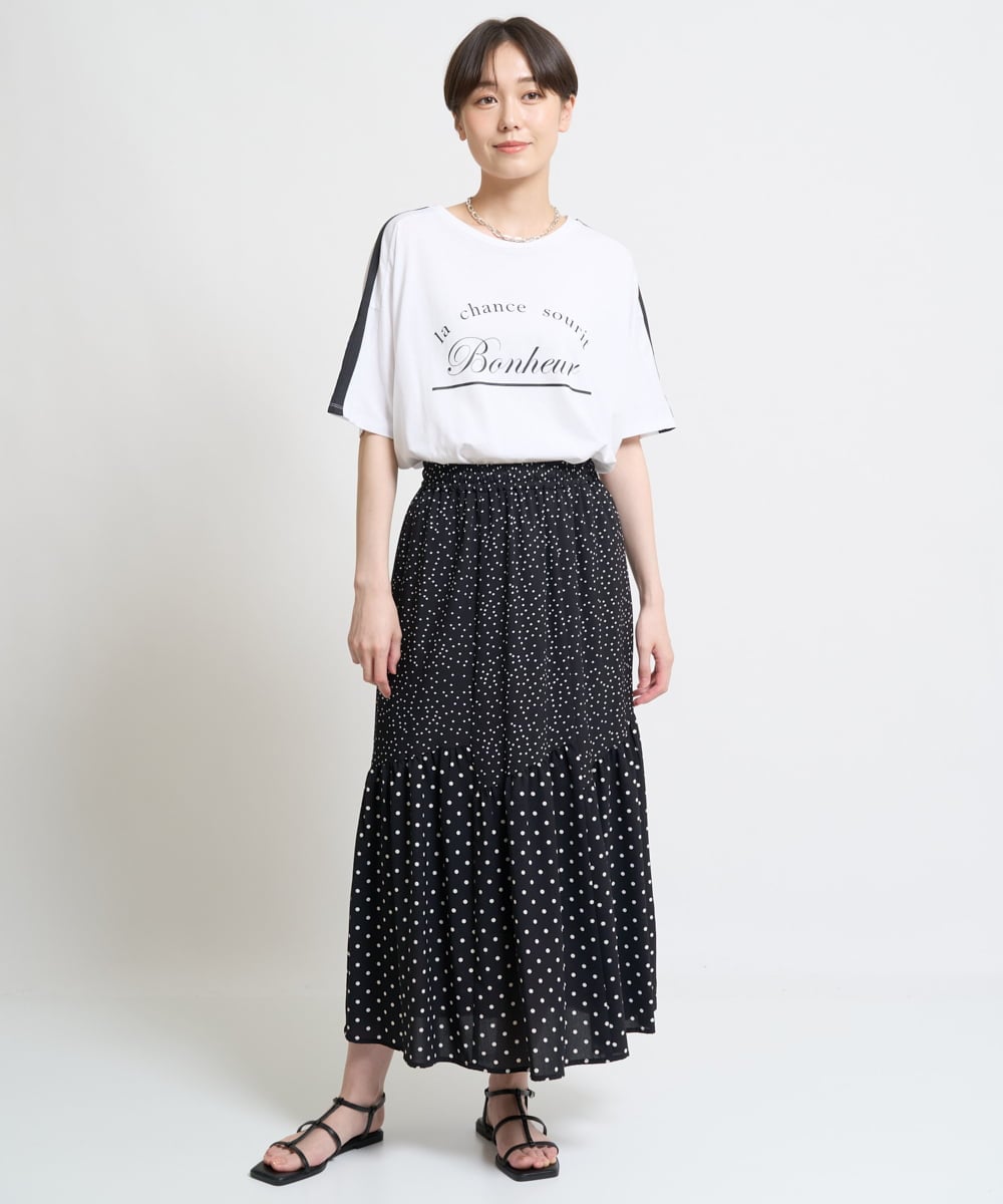 ZMKHW54100 al'aise modulation(アレーズモジュレーション) 配色テープロゴTシャツ ホワイト