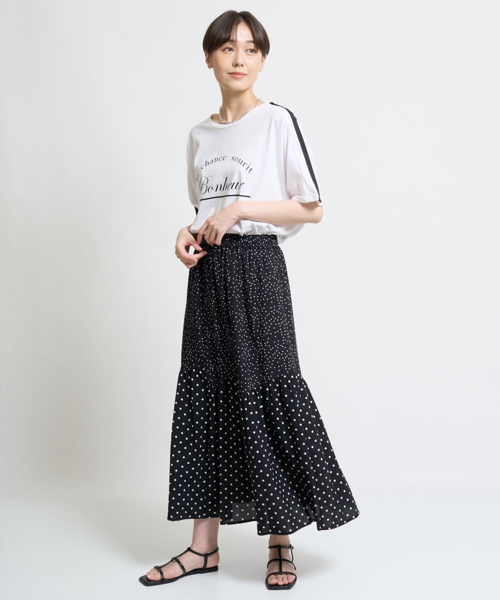 ZMKHW54100 al'aise modulation(アレーズモジュレーション) 配色テープロゴTシャツ ホワイト