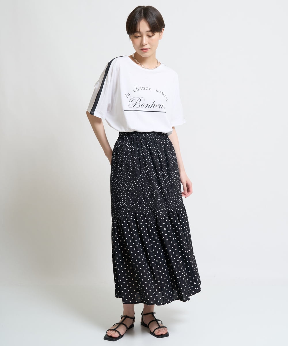 ZMKHW54100 al'aise modulation(アレーズモジュレーション) 配色テープロゴTシャツ ホワイト