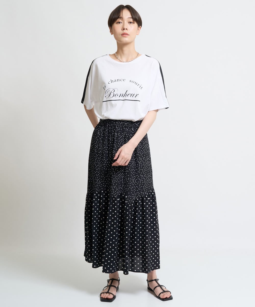 ZMKHW54100 al'aise modulation(アレーズモジュレーション) 配色テープロゴTシャツ ホワイト