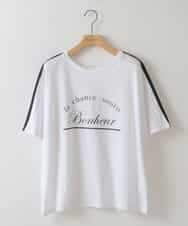ZMKHW54100 al'aise modulation(アレーズモジュレーション) 配色テープロゴTシャツ ホワイト