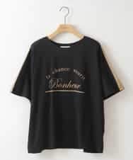 ZMKHW54100 al'aise modulation(アレーズモジュレーション) 配色テープロゴTシャツ ブラック