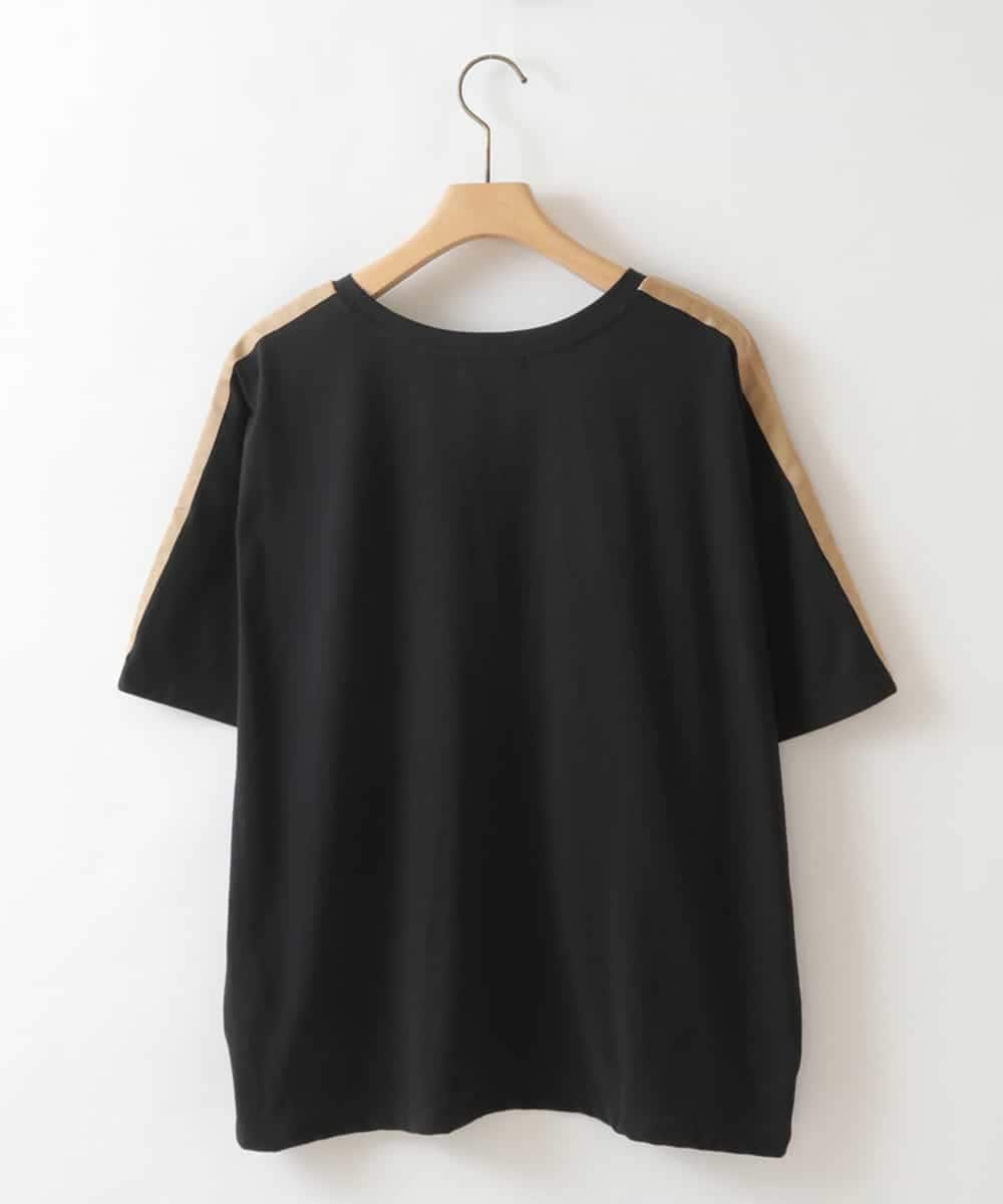 ZMKHW54100 al'aise modulation(アレーズモジュレーション) 配色テープロゴTシャツ ブラック