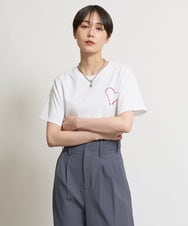 ZMKHW55080 al'aise modulation(アレーズモジュレーション) ハートロゴ刺繍Tシャツ レッド