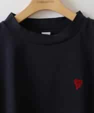 ZMKHW59089 al'aise modulation(アレーズモジュレーション) 【日本製】ハートスパンコールTシャツ ネイビー