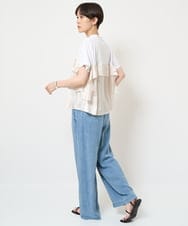 ZMKHW63120 al'aise modulation(アレーズモジュレーション) 異素材ラッフルジョイントカットソー ホワイト