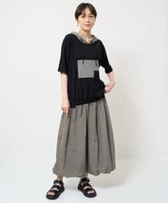ZMKHW65130 al'aise modulation(アレーズモジュレーション) 異素材MIXフーディーカットソー ダークグレー