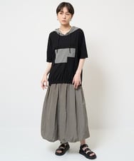 ZMKHW65130 al'aise modulation(アレーズモジュレーション) 異素材MIXフーディーカットソー ダークグレー