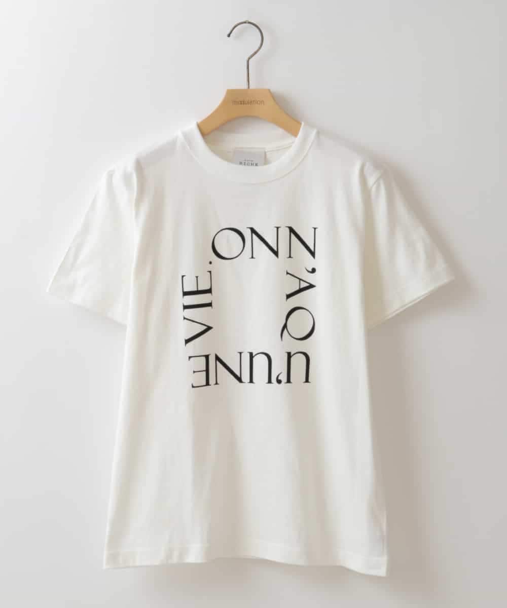 ZMKHW66049 al'aise modulation(アレーズモジュレーション) フロッキーロゴTシャツ ホワイト