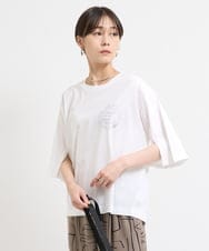 ZMKHW67079 al'aise modulation(アレーズモジュレーション) 袖スリットロゴTシャツ ホワイト