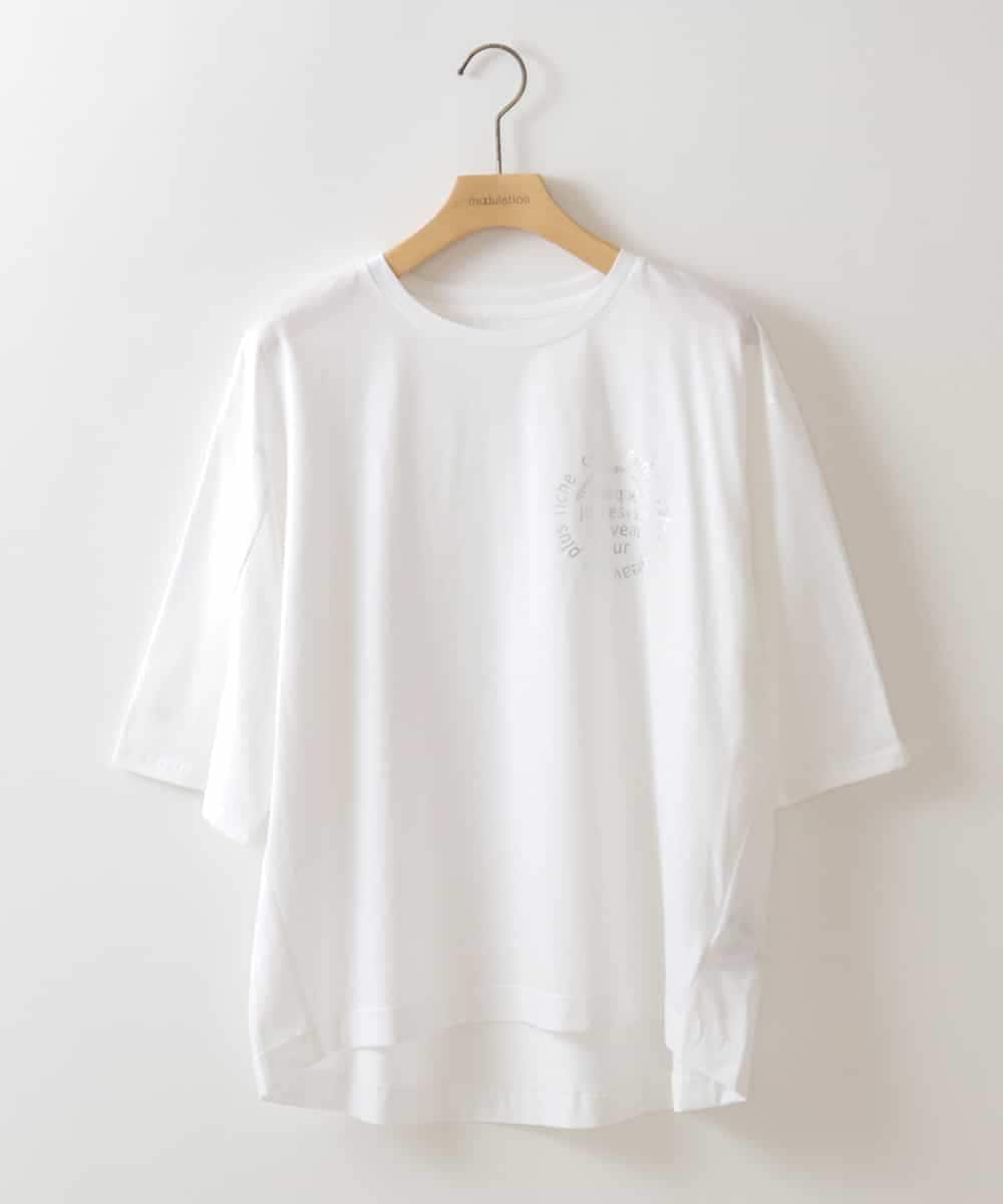ZMKHW67079 al'aise modulation(アレーズモジュレーション) 袖スリットロゴTシャツ ホワイト