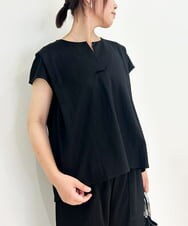 ZMKIB61075 al'aise modulation(アレーズモジュレーション) 【洗える/接触冷感】【セットアップ対応】タックフレンチスリーブプルオーバー ブラック