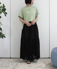 ZMKIB67110 al'aise modulation(アレーズモジュレーション) ロールアップスリーブカットソー グリーン