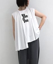 ZMKIB69110 al'aise modulation(アレーズモジュレーション) ロゴフレアノースリーブカットソー ホワイト