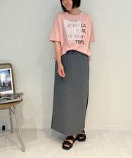 ZMKIB72079 al'aise modulation(アレーズモジュレーション) 【接触冷感】メッセージ箔プリントTシャツ ピンク