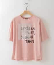 ZMKIB72079 al'aise modulation(アレーズモジュレーション) 【接触冷感】メッセージ箔プリントTシャツ ピンク