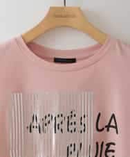 ZMKIB72079 al'aise modulation(アレーズモジュレーション) 【接触冷感】メッセージ箔プリントTシャツ ピンク