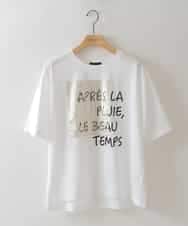 ZMKIB72079 al'aise modulation(アレーズモジュレーション) 【接触冷感】メッセージ箔プリントTシャツ ホワイト