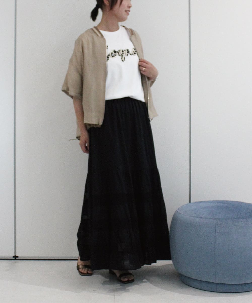 ZMKIB76100 al'aise modulation(アレーズモジュレーション) ラメ入りロゴ刺繍カットソー ホワイト