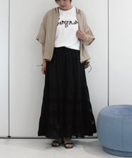 ZMKIB76100 al'aise modulation(アレーズモジュレーション) ラメ入りロゴ刺繍カットソー ホワイト