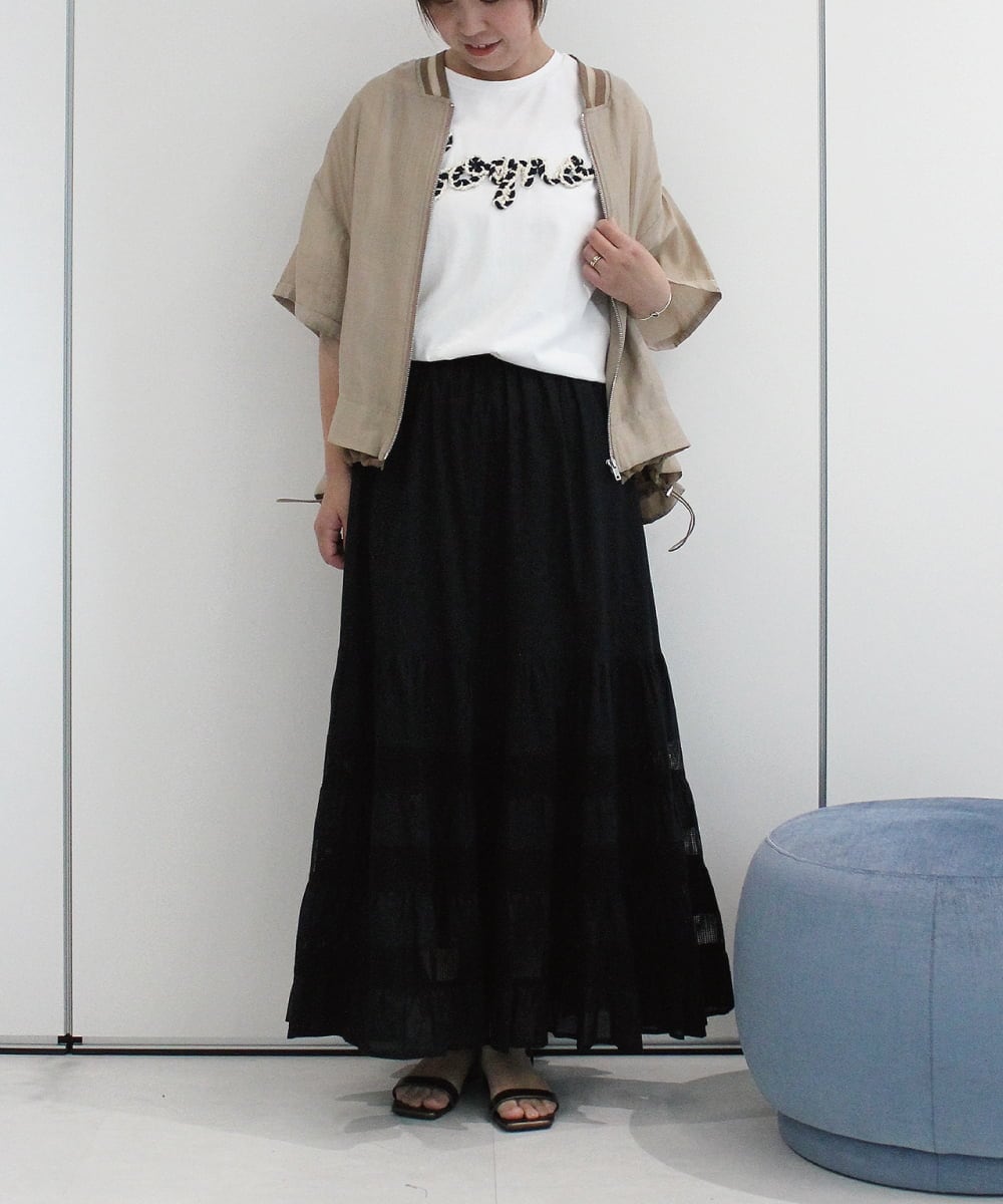ZMKIB76100 al'aise modulation(アレーズモジュレーション) ラメ入りロゴ刺繍カットソー ホワイト