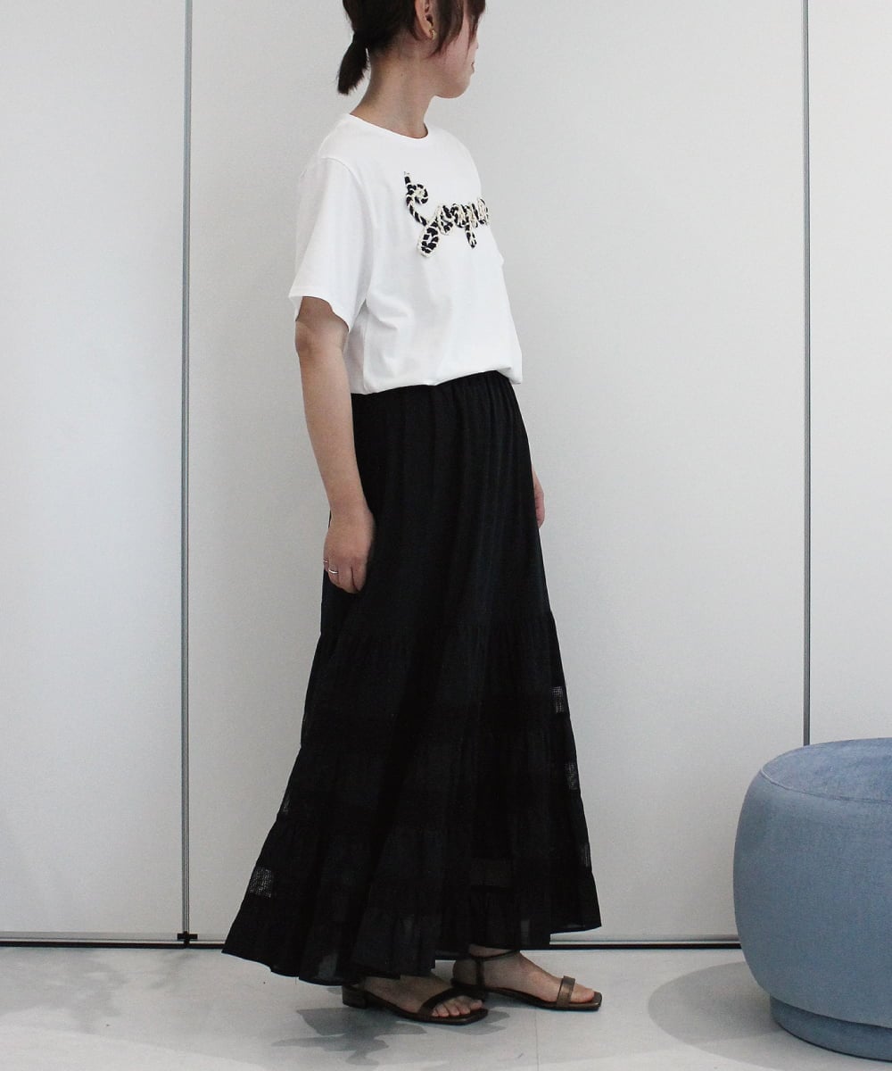 ZMKIB76100 al'aise modulation(アレーズモジュレーション) ラメ入りロゴ刺繍カットソー ホワイト