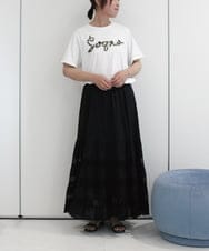 ZMKIB76100 al'aise modulation(アレーズモジュレーション) ラメ入りロゴ刺繍カットソー ホワイト