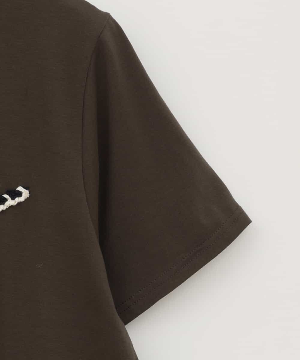 ZMKIB76100 al'aise modulation(アレーズモジュレーション) ラメ入りロゴ刺繍カットソー ブラウン