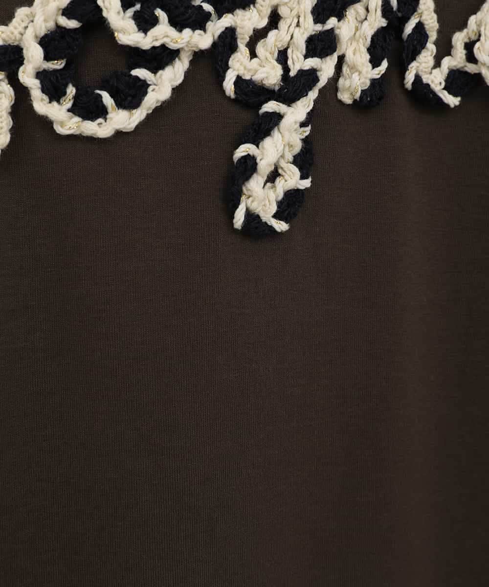 ZMKIB76100 al'aise modulation(アレーズモジュレーション) ラメ入りロゴ刺繍カットソー ブラウン