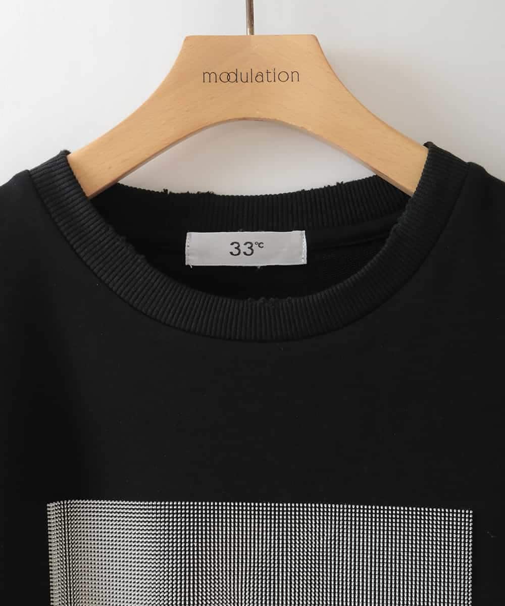 ZMKIB78089 al'aise modulation(アレーズモジュレーション) 【セットアップ対応】デザインロゴプリントプルオーバー ブラック