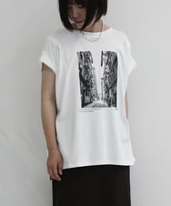 TAE ASHIDA 空プリント 半袖Tシャツ M　パワーネット チェンソーマン×SAYORI WADA Tシャツ 黒 (早川アキ) L / LL