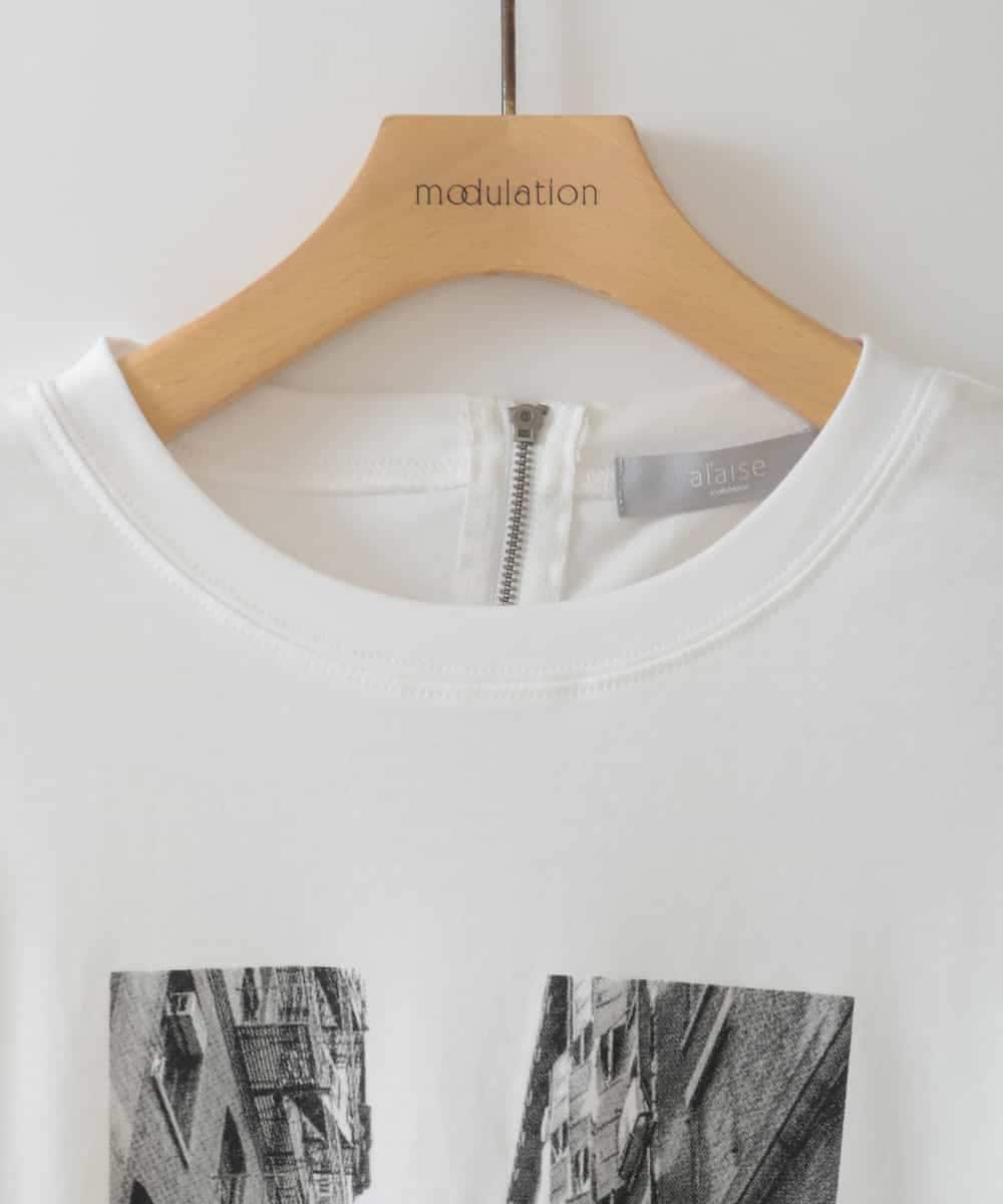 ZMKIB79069 al'aise modulation(アレーズモジュレーション) フォトプリントデザイン Tシャツ ホワイト
