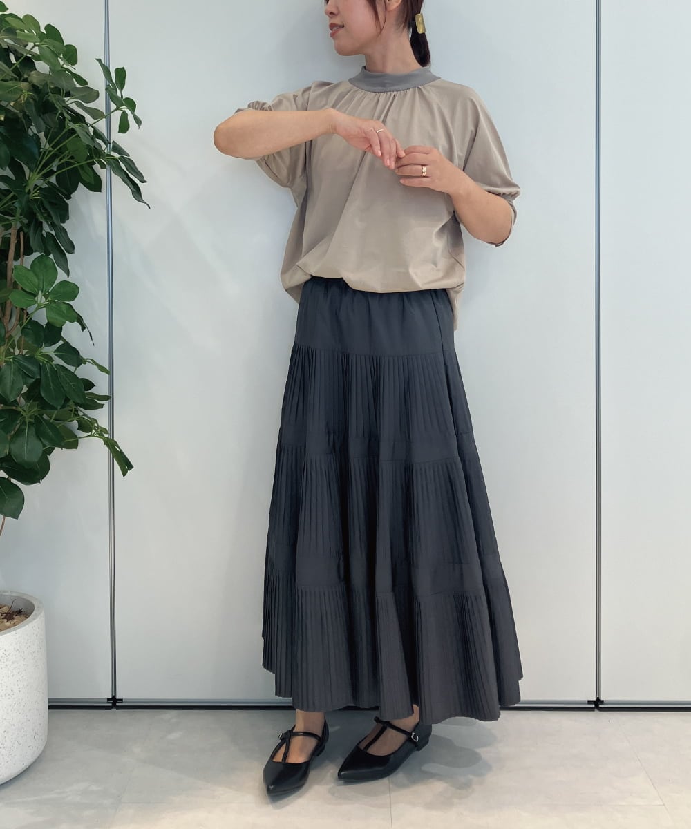 ZMKIB81069 al'aise modulation(アレーズモジュレーション) シアーネックラグランカットソー ベージュ