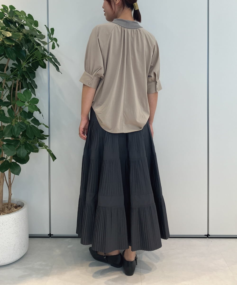 ZMKIB81069 al'aise modulation(アレーズモジュレーション) シアーネックラグランカットソー ベージュ