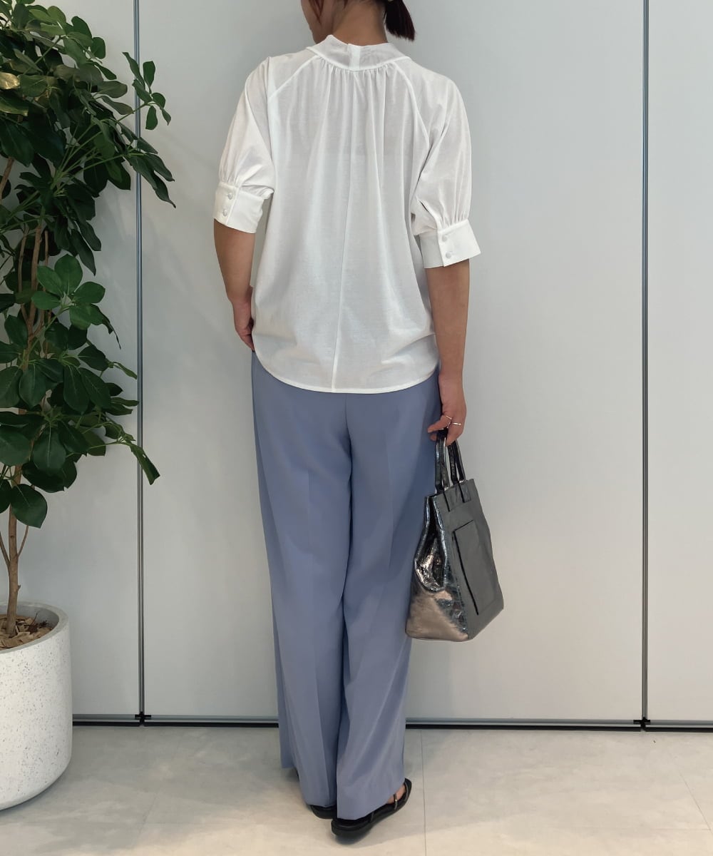 ZMKIB81069 al'aise modulation(アレーズモジュレーション) シアーネックラグランカットソー ホワイト