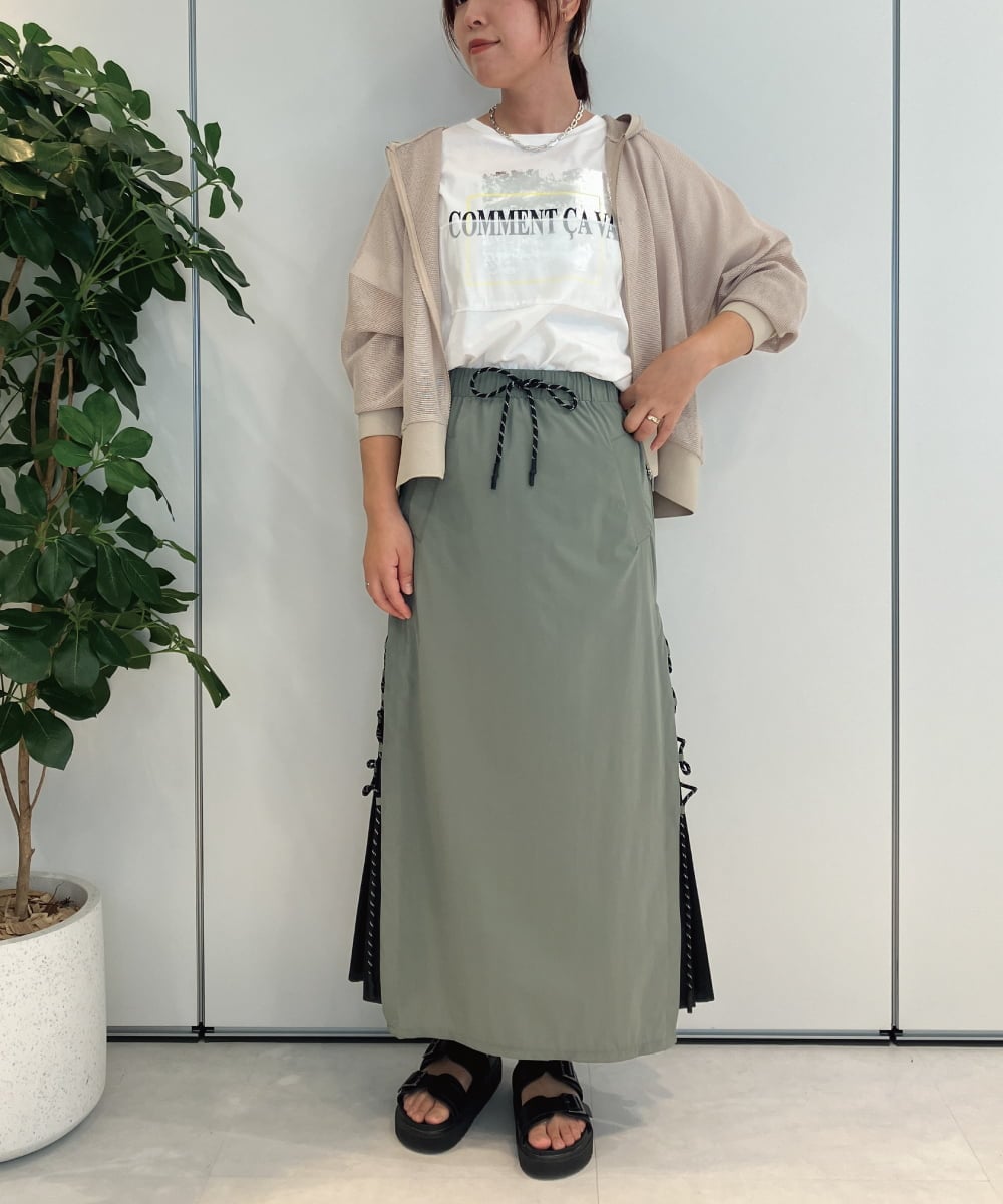 ZMKIB84090 al'aise modulation(アレーズモジュレーション) 【接触冷感】コラージュデザインTシャツ ホワイト