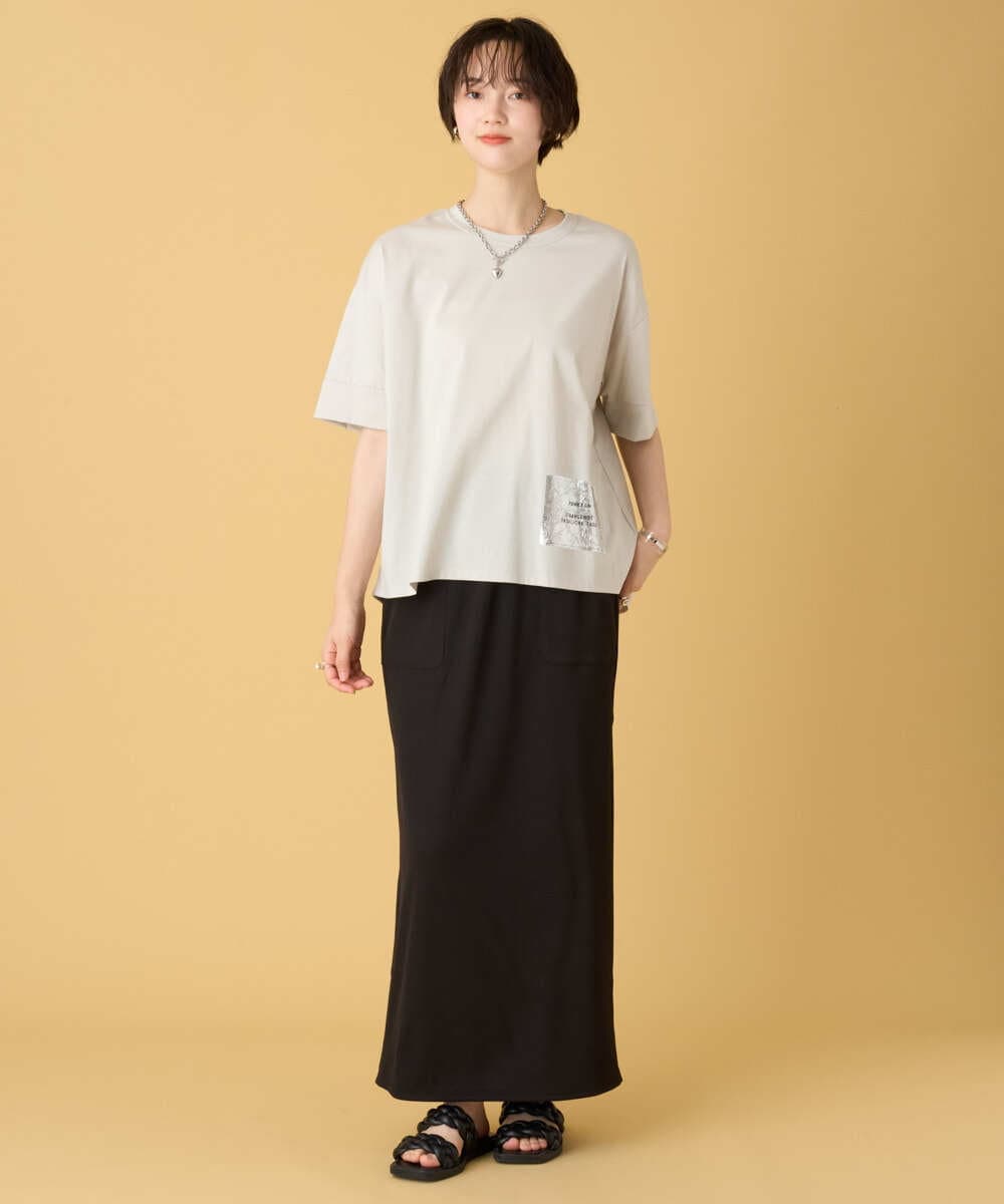 ZMKIE01099 al'aise modulation(アレーズモジュレーション) 【洗える】タグアクセントコットンTシャツ ライトグレー