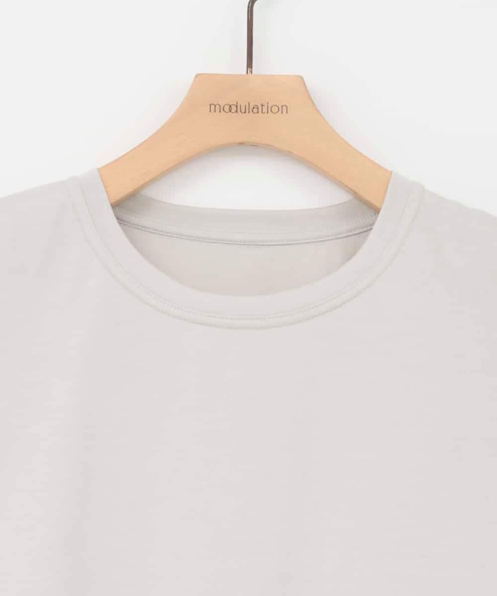 ZMKIE01099 al'aise modulation(アレーズモジュレーション) 【洗える】タグアクセントコットンTシャツ ライトグレー