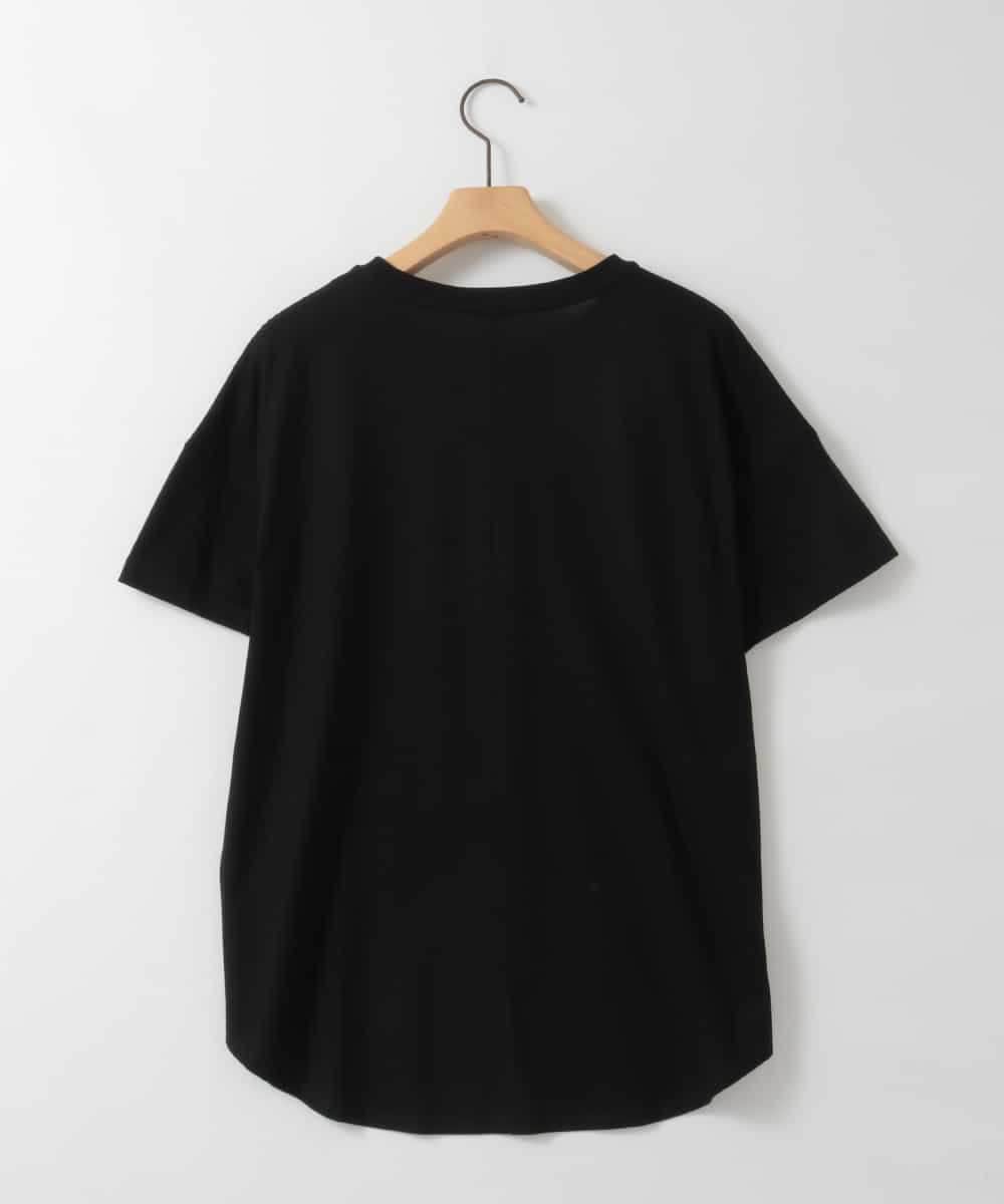 ZMKIE02089 al'aise modulation(アレーズモジュレーション) 【洗える】ラメ刺繍ロゴデザインカットソー ブラック