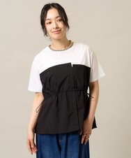 ZMKIE05098 al'aise modulation(アレーズモジュレーション) ビスチェドッキングドロストTシャツ ホワイト