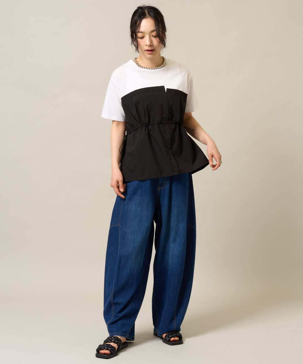 ZMKIE05098 al'aise modulation(アレーズモジュレーション) ビスチェドッキングドロストTシャツ ホワイト